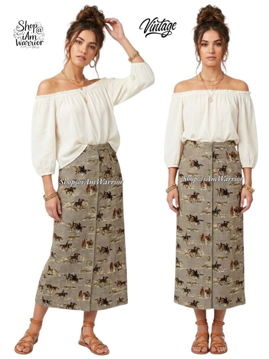 Vintage Dresses & Skirts - Rare vintage equestrian hunting dog button front houndstooth skirt *iamwarrior